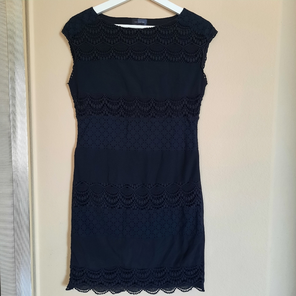 The Limited Black Crochet Dress Eyelet Mini Summer Semi Formal LBD